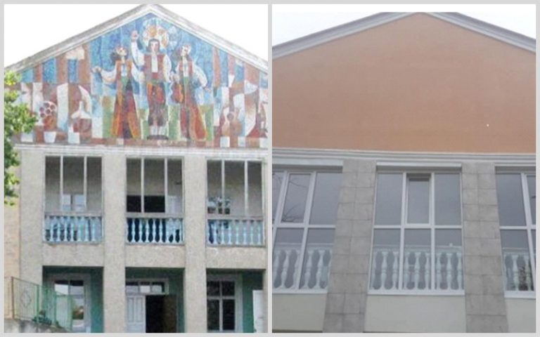 (ФОТО) Было — стало. Как в Чишмикиое «закрасили» уникальную мозаику на Доме Культуры