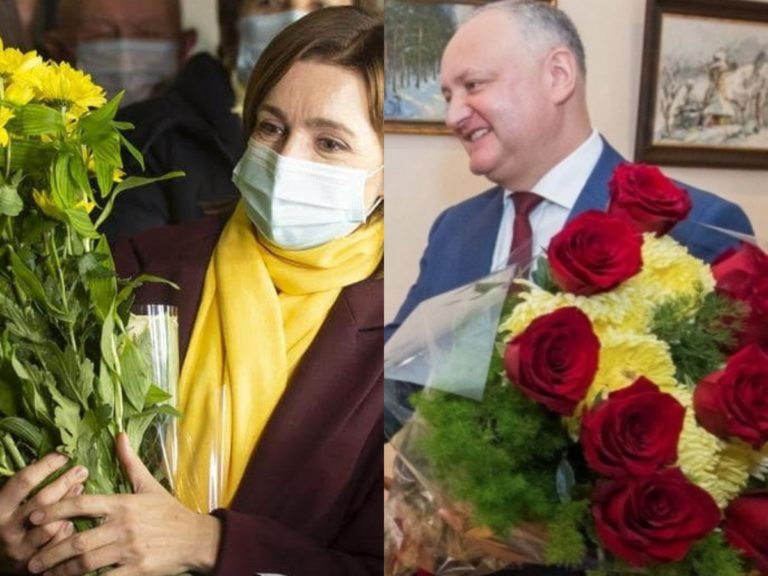 (Видео) Игорь Додон выбирает цветы для Майи Санду: «Может быть, в следующем году появится коалиция»