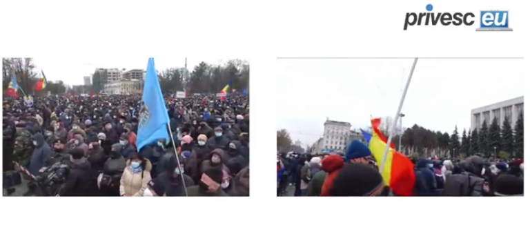 Протест в Кишиневе: Люди скандируют различные лозунги: «Мы сила! Мы народ!»