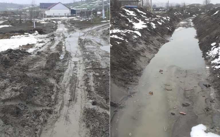 ФОТО ДНЯ: «Не пройти даже в калошах». Одна из Комратских улиц в грязи и воде