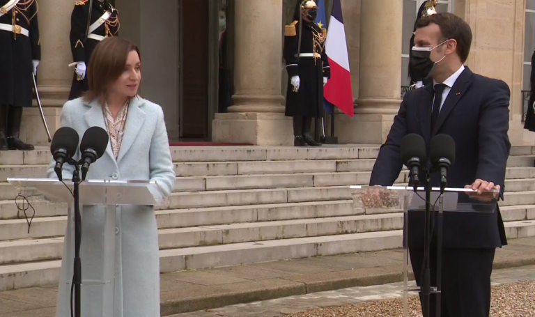 (ВИДЕО) Совместное заявление президентов Майи Санду и Эммануэля Макрона