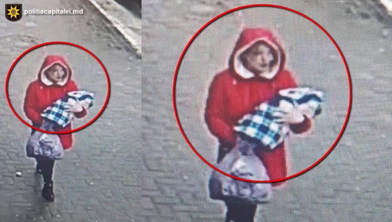 (ВИДЕО) Полиция просит помощи у граждан в опознании личности женщины, оставившей двухнедельного ребенка в Кишиневе