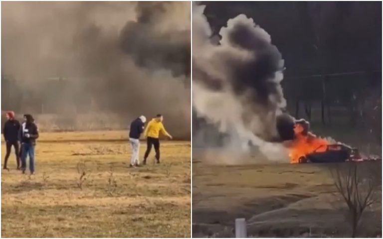 (ВИДЕО) Парень из Молдовы поджег собственное авто ради публикации в ТикТок