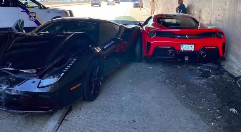 (Видео) Момент аварии с участием трех автомобилей Ferrari. Полиция проигнорировала нарушения водителей