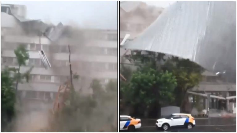 (ВИДЕО) В Москве из-за сильного ветра обрушилась крыша здания