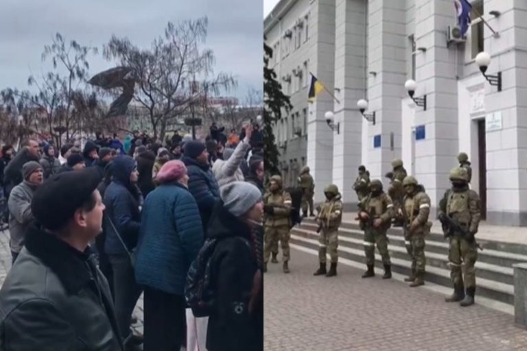 «Домой!» В захваченном российскими войсками Бердянске жители вышли на протест