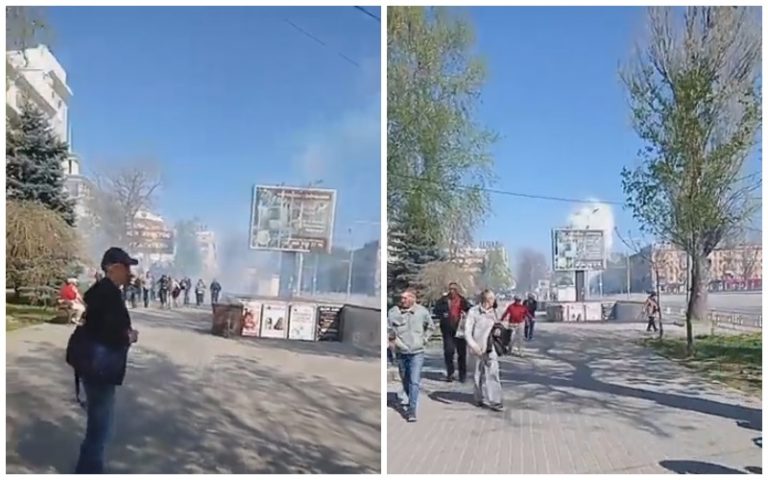 (ВИДЕО) В Херсоне прошел протест против оккупации. Армия РФ использовала слезоточивый газ и светошумовые гранаты