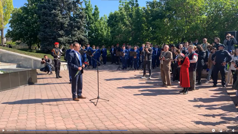 Вице-спикер НСГ Георгий Лейчу на митинге в честь Дня Победы: Любая война — это смерть, это голод, это разруха, это страх