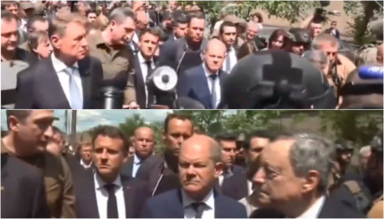 (ВИДЕО) Макрон, Шольц, Драги и Йоханнис находятся в украинском городе Ирпень