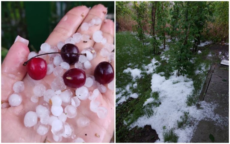 (ФОТО) Дождь с градом и сильный ветер в Сороках