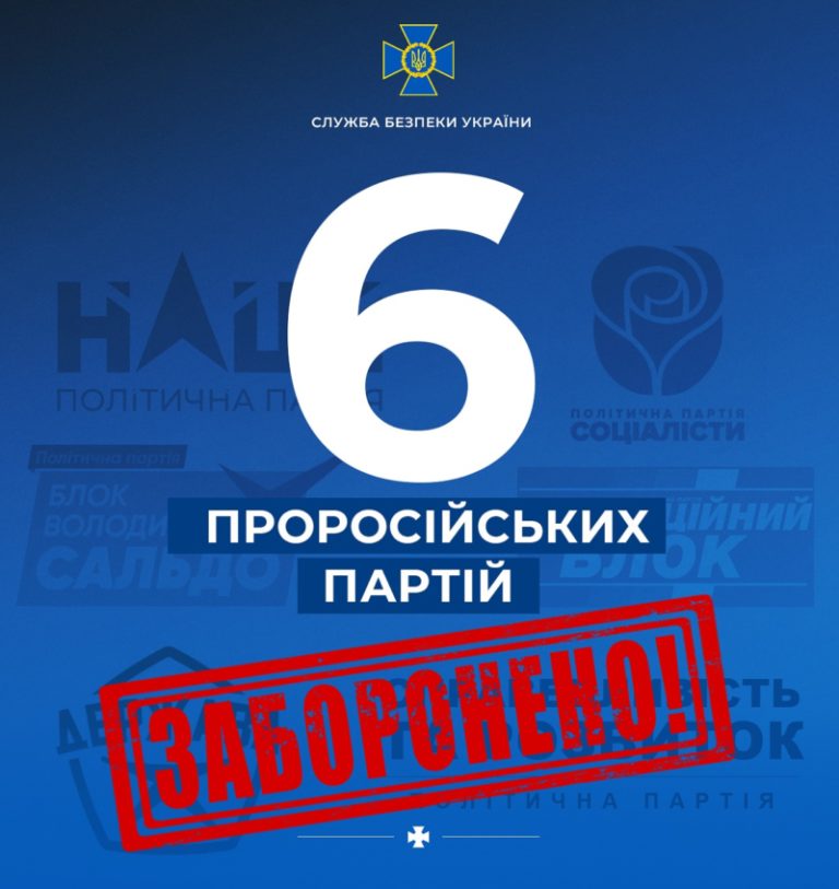 В Украине запрещена деятельность шести пророссийских партий