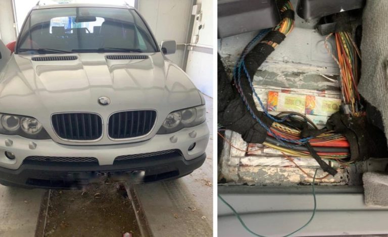 (ФОТО/ВИДЕО) Таможенники Кагула нашли 1080 пачек сигарет в полу автомобиля BMW X5