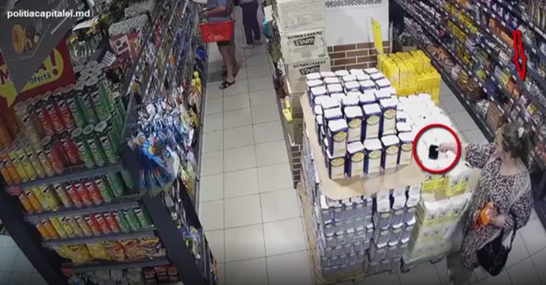(ВИДЕО) Полиция Кишинева разыскивает женщину, укравшую из магазина терминал для сбора данных