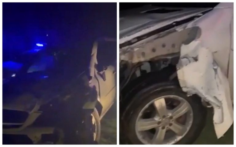 (ВИДЕО) В Гагаузии остановили два люксовых авто с контрабандой, один водитель пытался уехать и попал в аварию