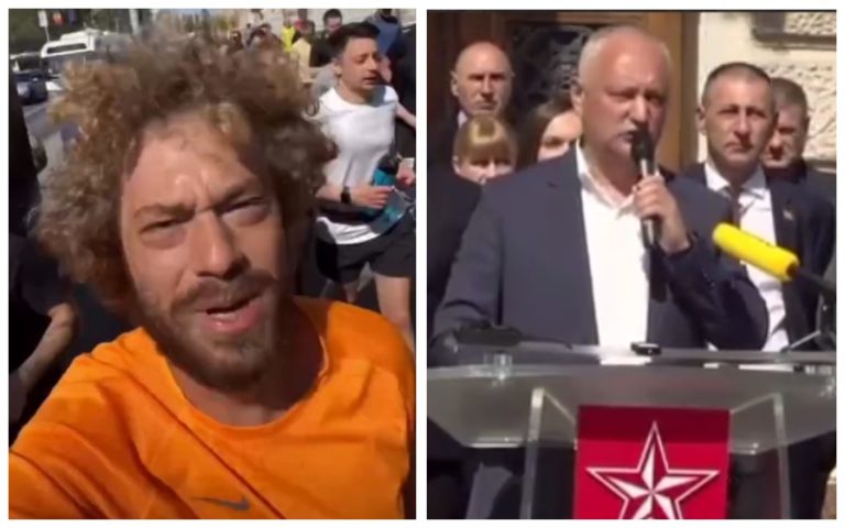 (ВИДЕО) Группа бегунов во главе с блогером Ильей Варламовым крикнула «Слава Украине» во время брифинга Додона