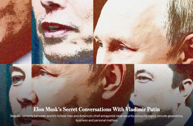 Илон Маск регулярно общается с Владимиром Путиным — The Wall Street Journal