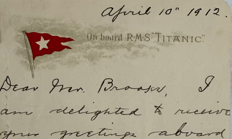Титаник письмо Titanic Archibald Gracie Арчибальд Грейси