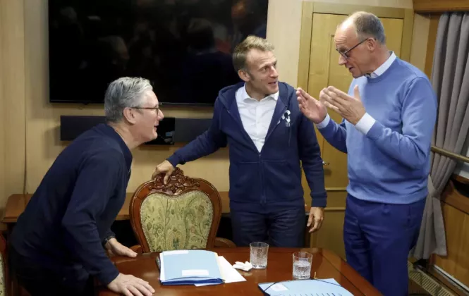 Эммануэль Макрон, Кир Стармер и Фридрих Мерц
