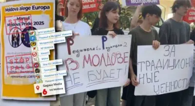 дети на прокремлёвском митинге в Молдове