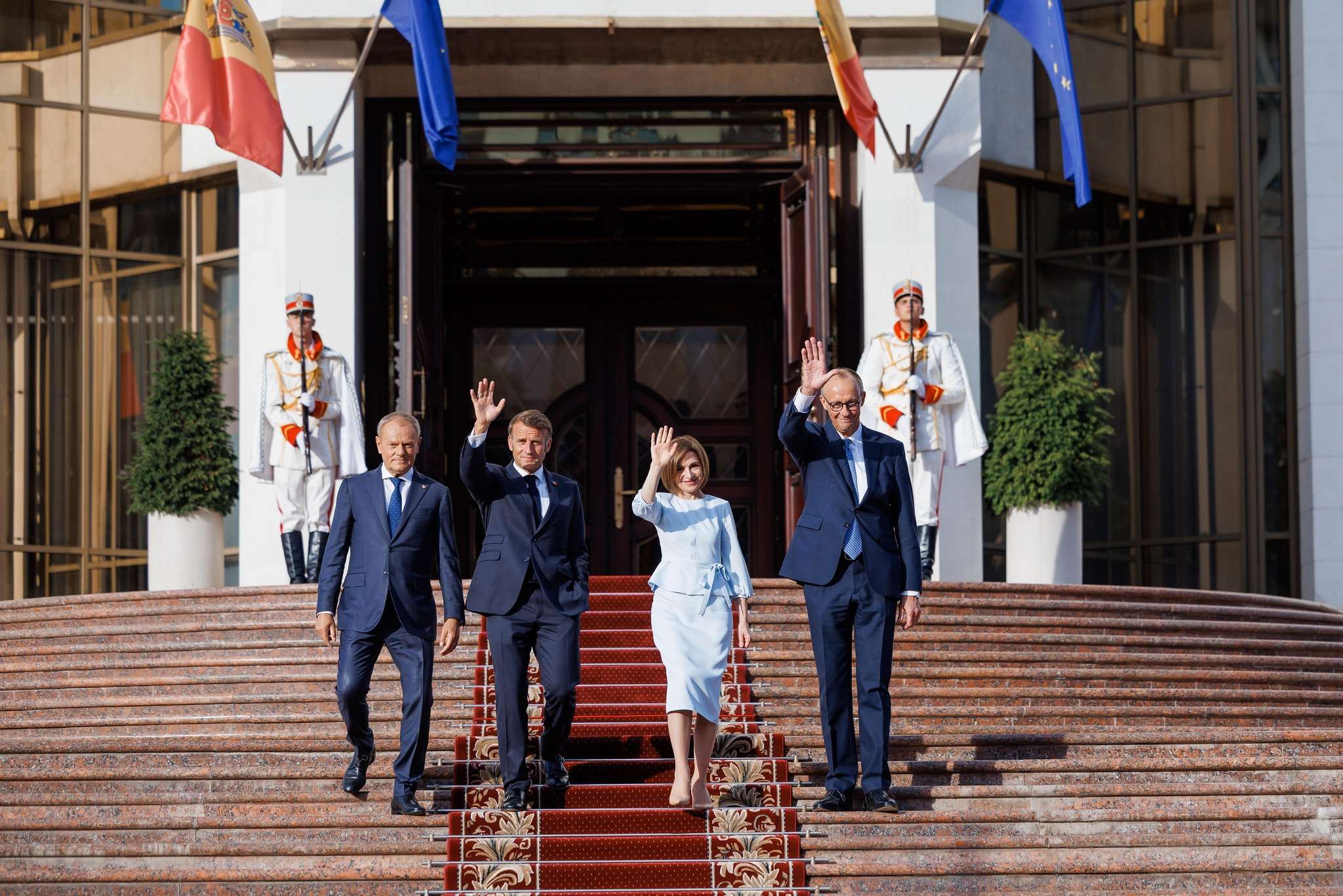 Дональд Туск, Эммануэль Макрон, Майя Санду, Фридрих Мерц