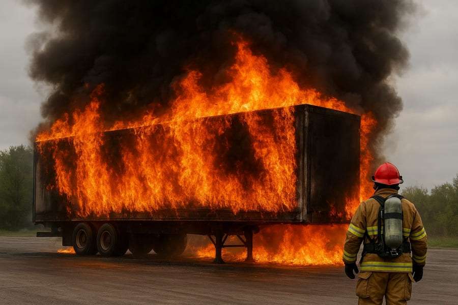 В Бельцах произошел пожар — загорелся прицеп от фуры