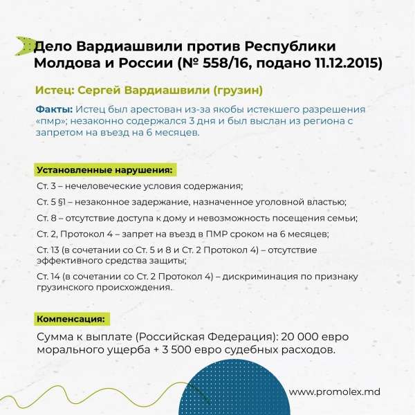 ЕСПЧ признал Россию виновной в нарушении прав человека в Приднестровье и обязал выплатить пострадавшим компенсации