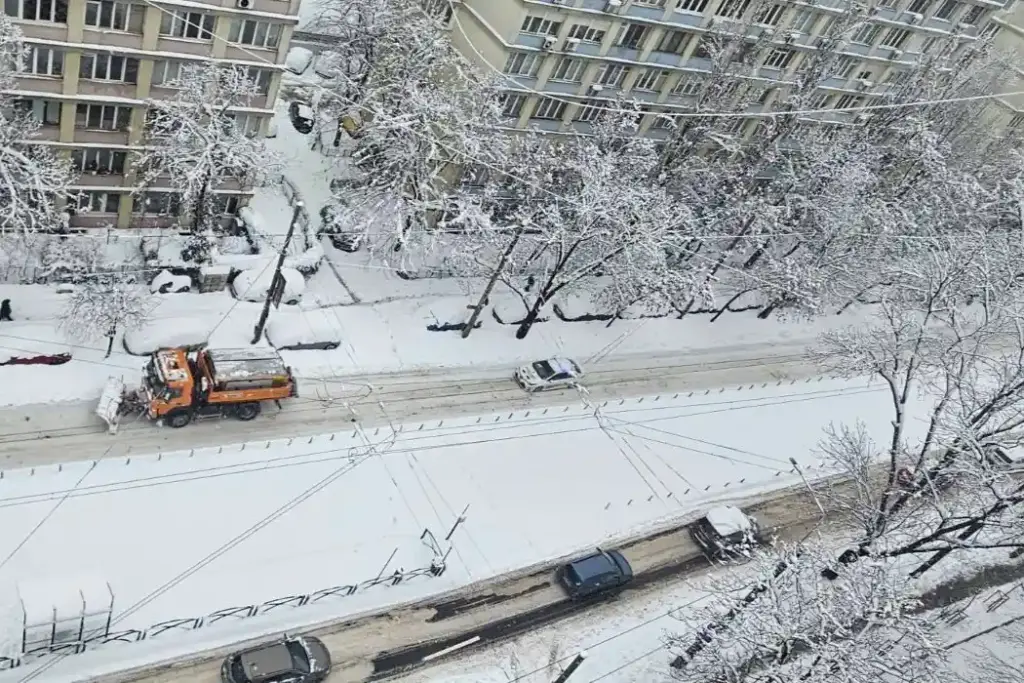 снегопад в Бухаресте