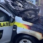 (ВИДЕО) В Комрате подожгли полицейскую машину: подозреваемого задержали
