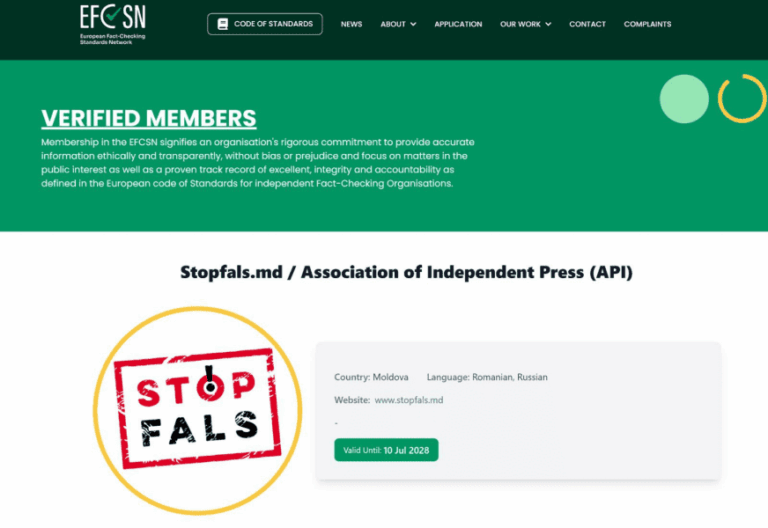Stopfals.md стал первым в Молдове членом европейской сети фактчекинговых организаций