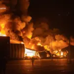 (ФОТО) Россия ударила по торговому центру в Сумах, а после атаковала спасателей, которые тушили его